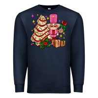 Navy christmas tree cake and nutcracker with gifts ado Premium Sweatshirt - AdoDesignShop