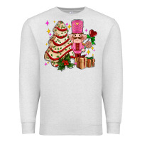 Oatmeal Heather christmas tree cake and nutcracker with gifts ado Premium Sweatshirt - AdoDesignShop
