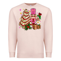 Pale Pink christmas tree cake and nutcracker with gifts ado Premium Sweatshirt - AdoDesignShop