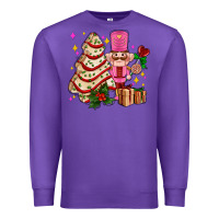 Purple christmas tree cake and nutcracker with gifts ado Premium Sweatshirt - AdoDesignShop