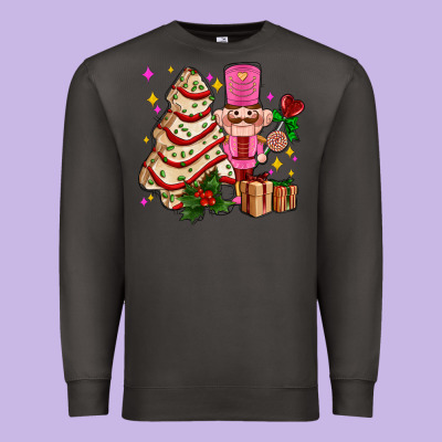 Christmas Tree Cake And Nutcracker With Gifts Ado Premium Sweatshirt Designed By Adodesignshop