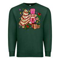 Sports Green christmas tree cake and nutcracker with gifts ado Premium Sweatshirt - AdoDesignShop