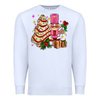 White christmas tree cake and nutcracker with gifts ado Premium Sweatshirt - AdoDesignShop