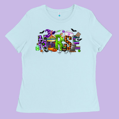Nurse Coffee Cup Halloween Ladies Tee Designed By Cowgirlartshop
