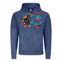 Vintage Denim She love Jesus and America too Vintage Hoodie - FaDigitalArtStudio