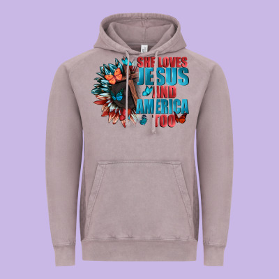 She Love Jesus And America Too Vintage Hoodie Designed By Fadigitalartstudio