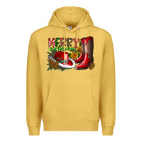 Antique Gold cowboy merry christmas Premium Hoodie - CowhideDigitalArt