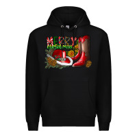 Black cowboy merry christmas Premium Hoodie - CowhideDigitalArt