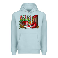 Blue Mist cowboy merry christmas Premium Hoodie - CowhideDigitalArt