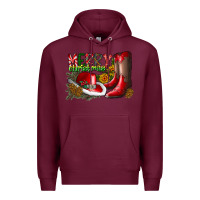 Burgundy cowboy merry christmas Premium Hoodie - CowhideDigitalArt