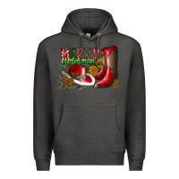 Charcoal Heather cowboy merry christmas Premium Hoodie - CowhideDigitalArt