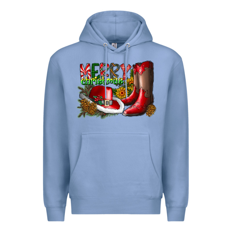 Cowboy Merry Christmas Premium Hoodie by CowhideDigitalArt | Teevron