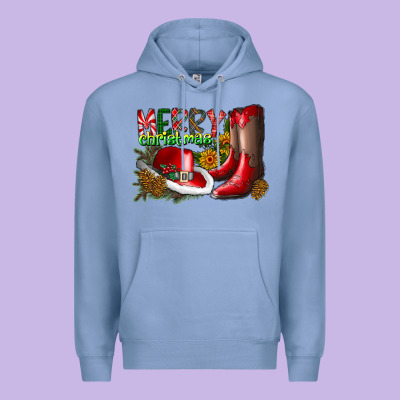 Cowboy Merry Christmas Premium Hoodie Designed By Cowhidedigitalart