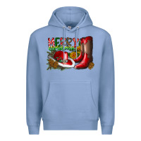 Colony Blue cowboy merry christmas Premium Hoodie - CowhideDigitalArt