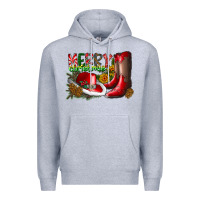 Heather Grey cowboy merry christmas Premium Hoodie - CowhideDigitalArt