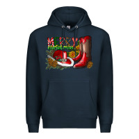 Navy cowboy merry christmas Premium Hoodie - CowhideDigitalArt