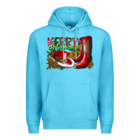 Ocean Blue cowboy merry christmas Premium Hoodie - CowhideDigitalArt