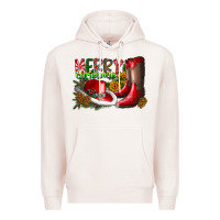 Pale Pink cowboy merry christmas Premium Hoodie - CowhideDigitalArt