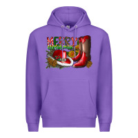 Purple cowboy merry christmas Premium Hoodie - CowhideDigitalArt