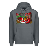 Rock cowboy merry christmas Premium Hoodie - CowhideDigitalArt
