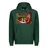 Sports Green cowboy merry christmas Premium Hoodie - CowhideDigitalArt