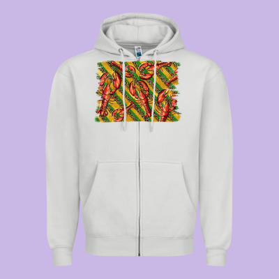 Mardi Gras Crawfish Background Zipper Hoodie Designed By Barkaloodesign