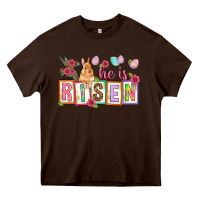 Chocolate Brown He is risen Heavy Core Tee - NancyCooperArtShop