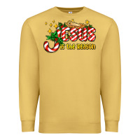 Antique Gold jesus is the reason with christmas candy ado Premium Sweatshirt - AdoDesignShop