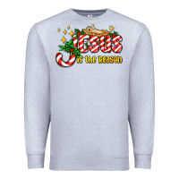 Heather Grey jesus is the reason with christmas candy ado Premium Sweatshirt - AdoDesignShop