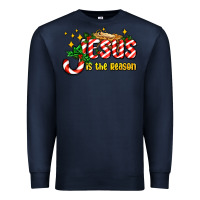 Navy jesus is the reason with christmas candy ado Premium Sweatshirt - AdoDesignShop