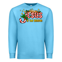 Ocean Blue jesus is the reason with christmas candy ado Premium Sweatshirt - AdoDesignShop