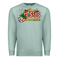 Seafoam jesus is the reason with christmas candy ado Premium Sweatshirt - AdoDesignShop