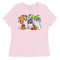 Bubblegum Pink ghost dogs Ladies Tee - CowGirlArtShop