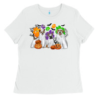 White ghost dogs Ladies Tee - CowGirlArtShop