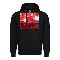 Black valentine's day red hearts red leopard Zipper Hoodie - BarkalooDesign