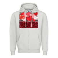 Dove Grey valentine's day red hearts red leopard Zipper Hoodie - BarkalooDesign