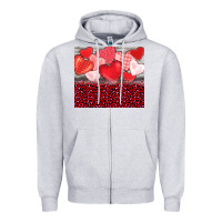Valentine's Day Red Hearts Red Leopard Zipper Hoodie | Teevron