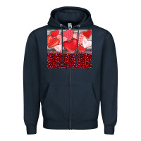 Navy valentine's day red hearts red leopard Zipper Hoodie - BarkalooDesign