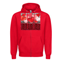 Red valentine's day red hearts red leopard Zipper Hoodie - BarkalooDesign