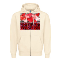 Sandshell valentine's day red hearts red leopard Zipper Hoodie - BarkalooDesign