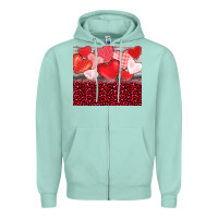 Seafoam valentine's day red hearts red leopard Zipper Hoodie - BarkalooDesign