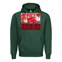Sports Green valentine's day red hearts red leopard Zipper Hoodie - BarkalooDesign