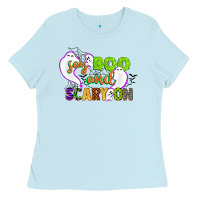 Baby Blue say boo and scary on Ladies Tee - CowGirlArtShop