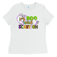White say boo and scary on Ladies Tee - CowGirlArtShop