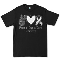 Black Peace Love Cure Lung Cancer Premium Tee - Jasminsmagicworld
