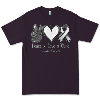 Plum Peace Love Cure Lung Cancer Premium Tee - Jasminsmagicworld
