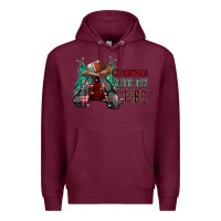 Burgundy Christmas with tribe Premium Hoodie - CowhideDigitalArt