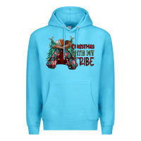 Ocean Blue Christmas with tribe Premium Hoodie - CowhideDigitalArt
