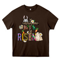 Chocolate Brown He is risen Easter Heavy Core Tee - NancyCooperArtShop