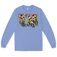 Colony Blue texas state cowhide serape cactus Long Sleeve Tee - RanaPortraitStore